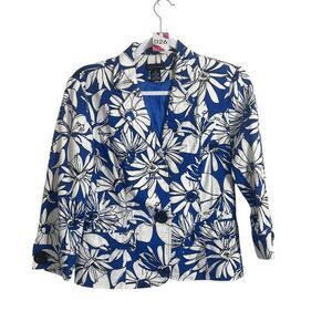 Spense Womens Blazer Small Floral Print Button Fitted Jacket